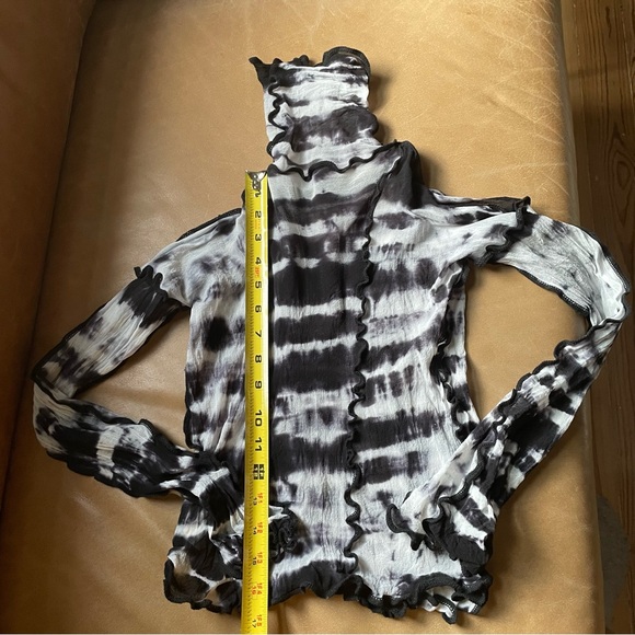 ASAI sheer mesh Hotwok Asaicon Patchwork Tie Dye Top top black white Y2K - Picture 9 of 9